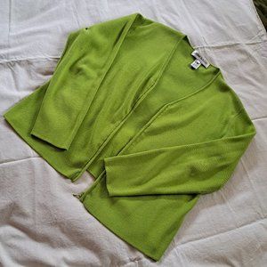 JONES & CO Green Cotton Zip Up Cardigan